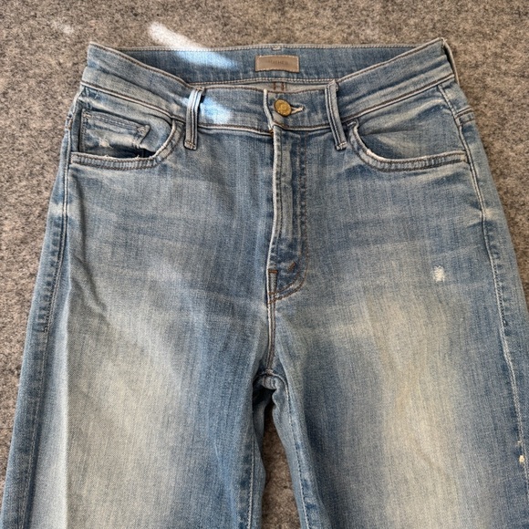 MOTHER Insider Crop Step Fray Jeans Blue Size 25 Raw Hem Some Marks - Picture 4 of 16